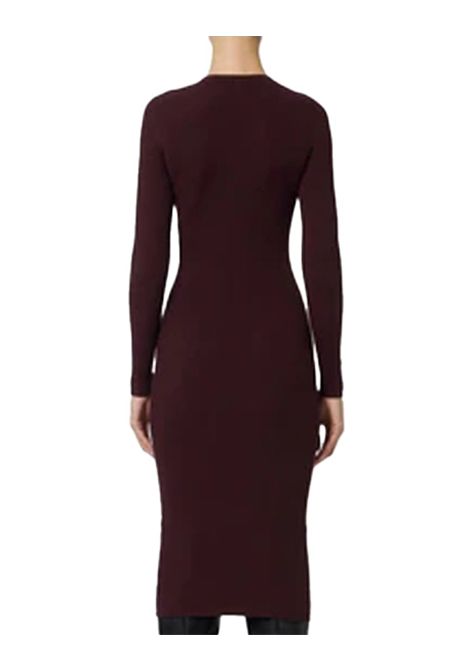Abito ELISABETTA FRANCHI donna AM10B56 Bordeaux tubino slim aderente scollo a v bottoni gonna longuette lavorazione a costine ELISABETTA FRANCHI | Abiti | AM10B56EA4
